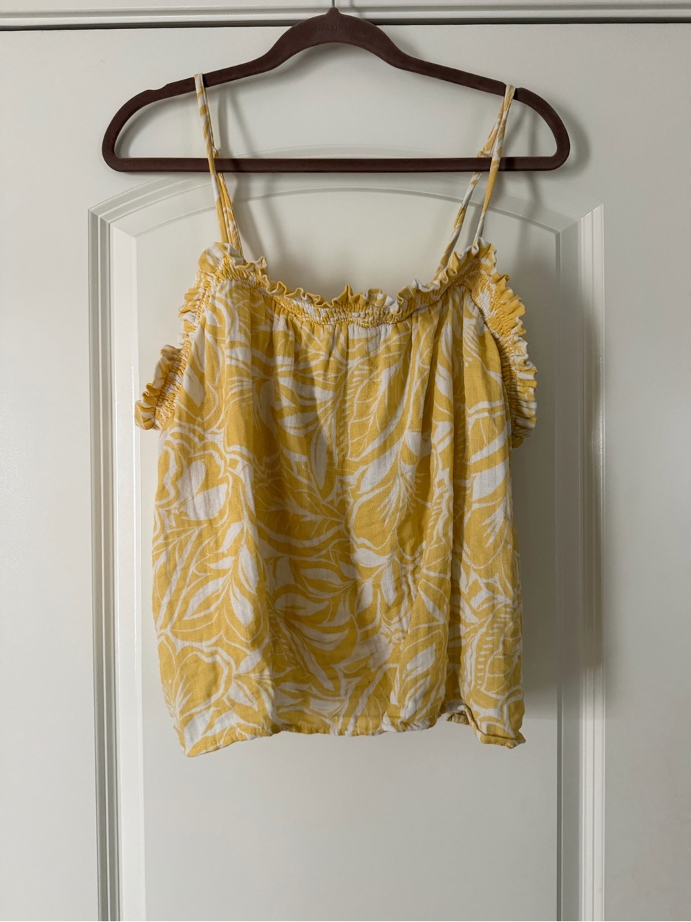 Old Navy Yellow and White Floral Ruffle Cami